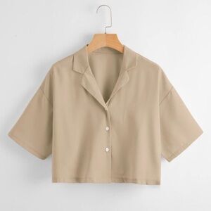 Cropped drop shoulder cropped blouse